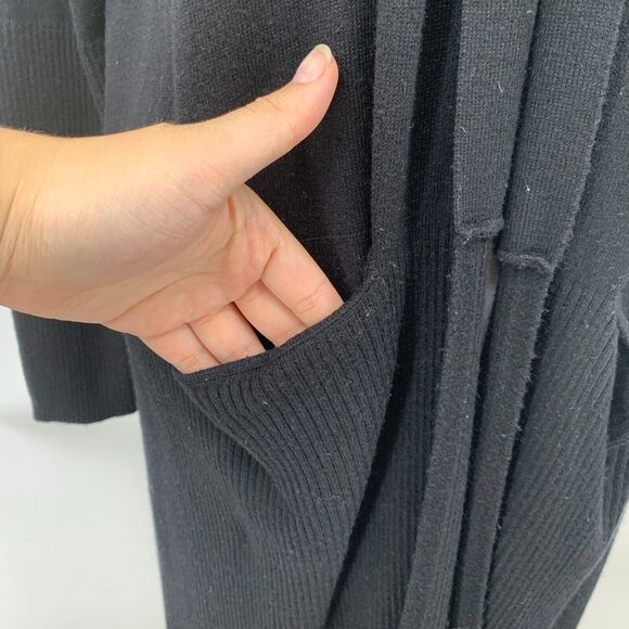 Splendid Retreat Cardigan Womens S Small Black Open Front Cashmere Blend Pockets - Picture 4 of 15